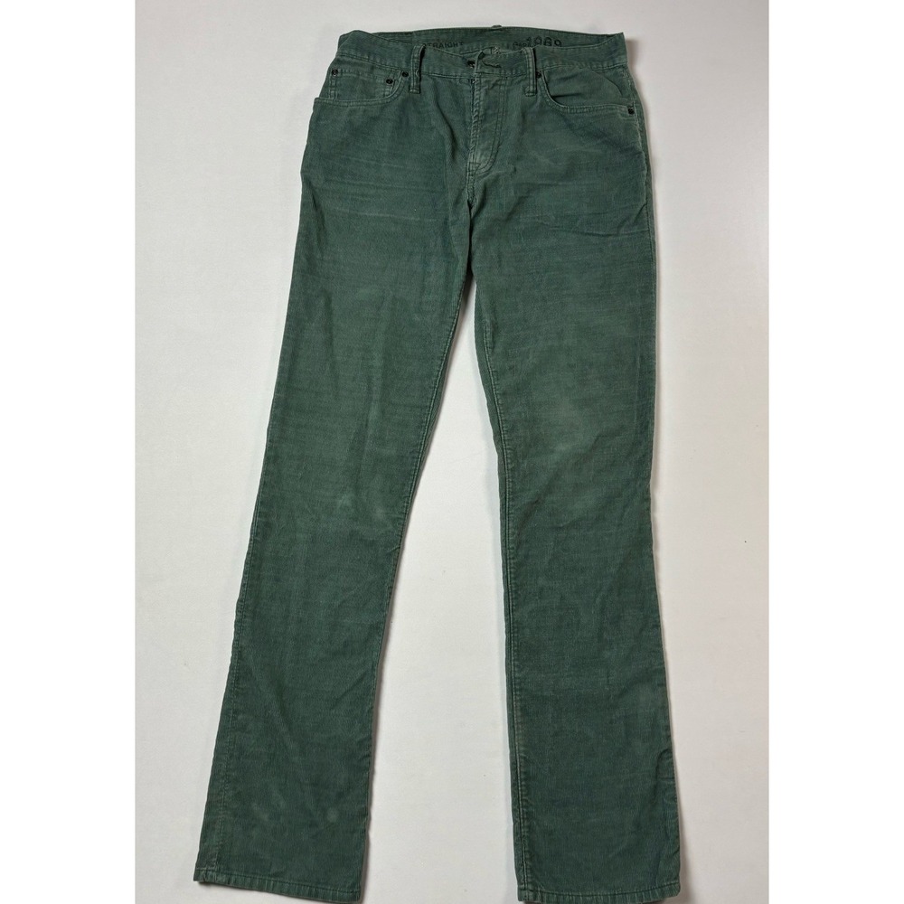 Gap 1969 Slim Stretch Corduroy Pants Mens 30x30 Green 5-Pocket Cords FALL'17